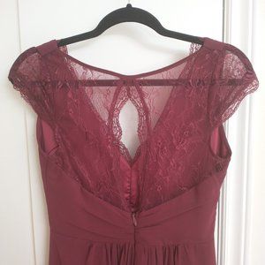 Burgundy lace bridesmaid dress